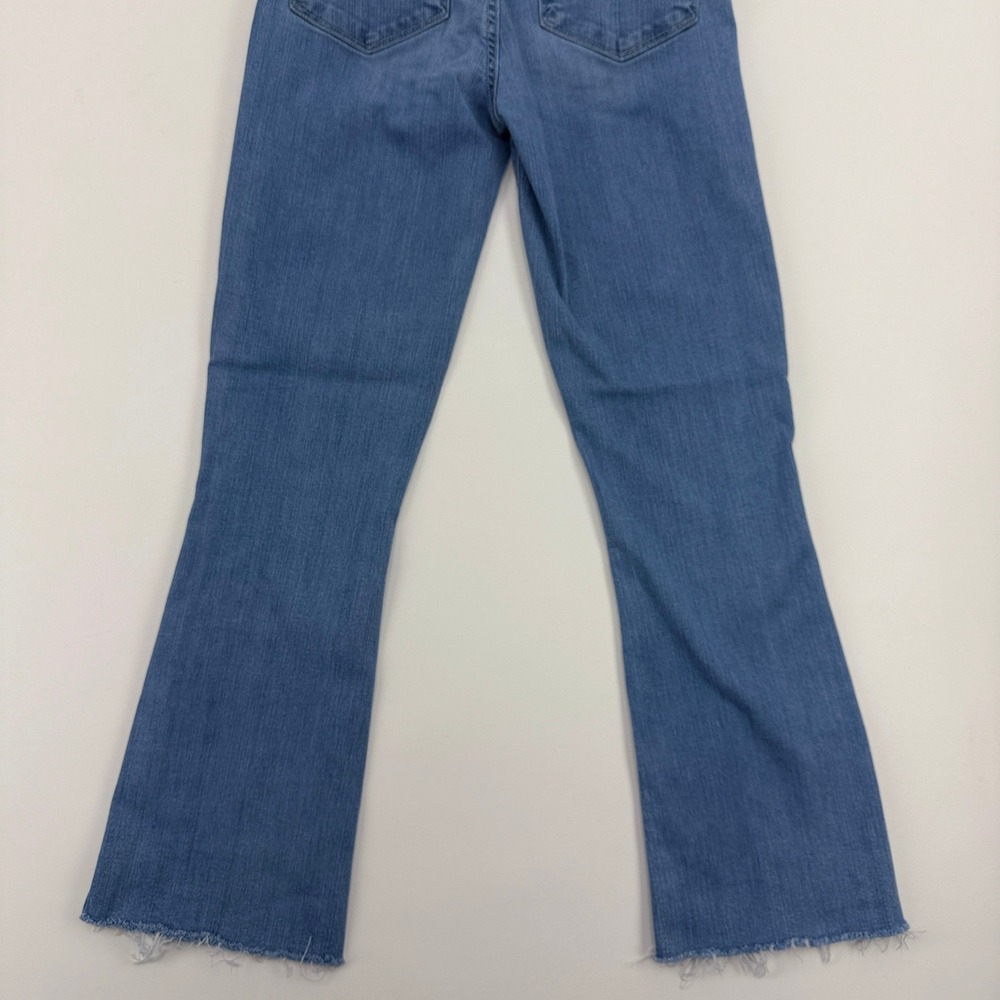 Paige Rory Crop Flare Jeans Womens 25 Medium‎ Wash Raw Hem High Rise Denim